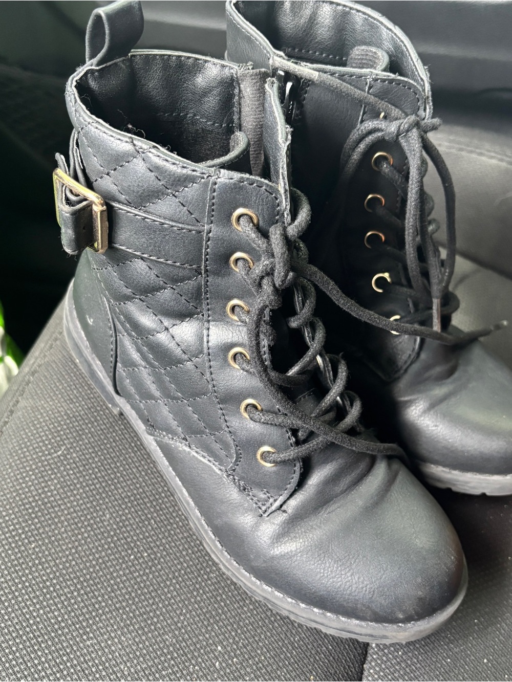 The Children's Place Black Quilted Lace-Up Kids Boots